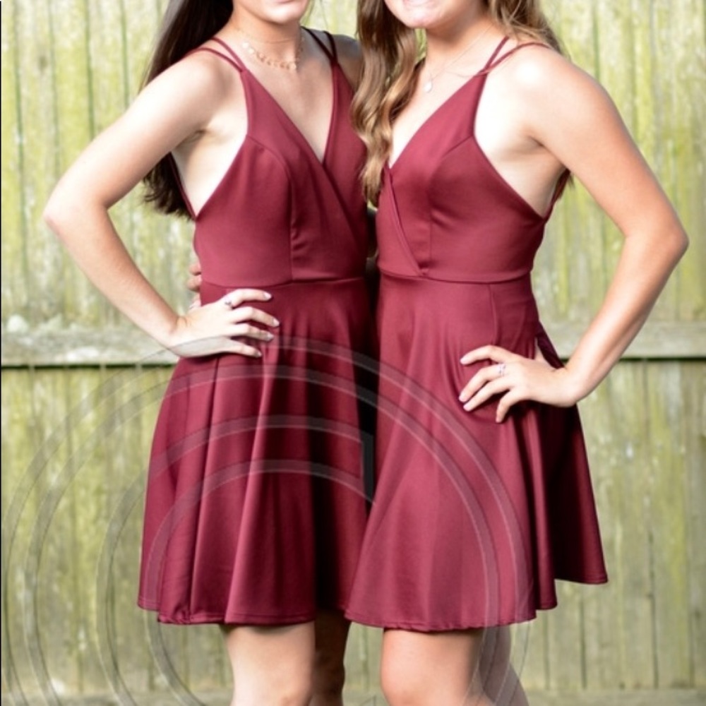 Maroon Open Back Skater Dress